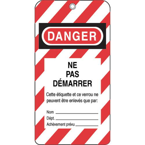 &eacute;tiquettes de verrouillage, Plastique, 3" la x 5-3/4" h, Français Canadian Safety Group Inc.