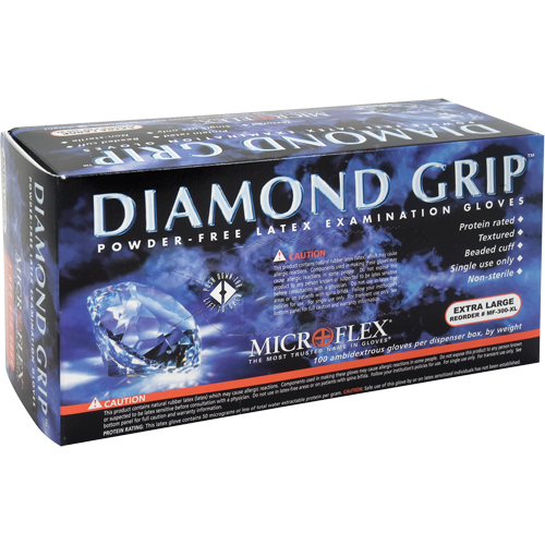 Diamond Grip Examination Gloves, X-Large, Latex, 8-mil, Powder-Free, Natural, Class 2 Canadian Safety Group Inc.