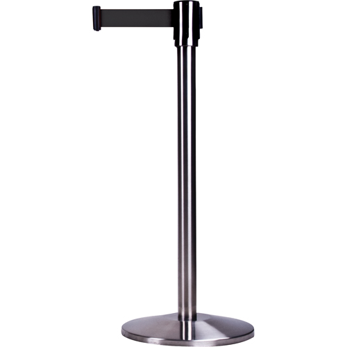 Free-Standing Crowd Control Barrier, Steel, 35" H, Black Tape, 7' Tape Length Canadian Safety Group Inc.