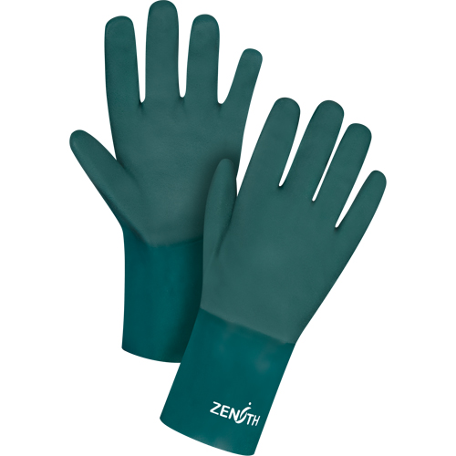 Double Dipped Green Gloves, 12" L, PVC, Cotton Jersey Inner Lining, 70-mil Canadian Safety Group Inc.