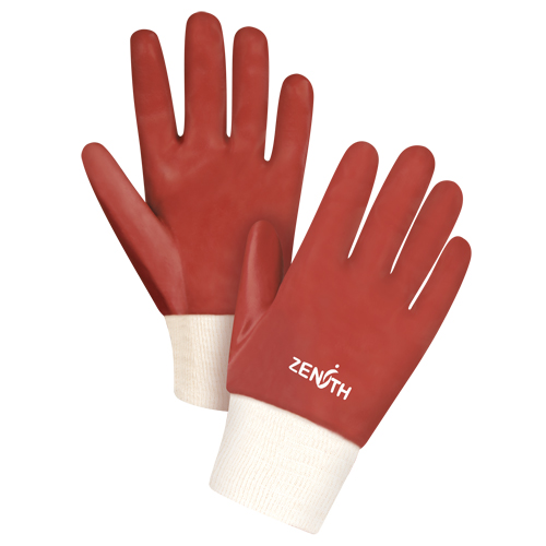 Gants rouges &agrave; fini doux r&eacute;sistants aux produits chimiques, Taille Grand/9, 10" lo, PVC, Doublure en Interlock, 47-mil Canadian Safety Group Inc.