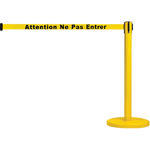 Barri&egrave;re autonome pour le contr&ocirc;le des foules, Acier, 35" h, Ruban Jaune, Longueur du ruban 7' Canadian Safety Group Inc.