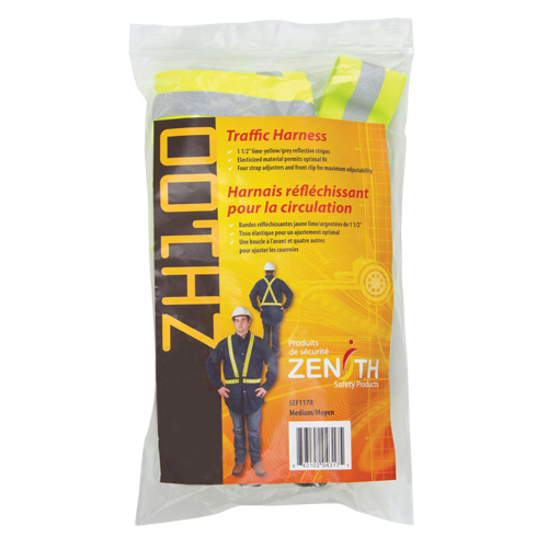 Harnais de s&eacute;curit&eacute; d'usage standard, Jaune lime haute visibilit&eacute;, Couleur r&eacute;fl&eacute;chissante Argent, Moyen Canadian Safety Group Inc.