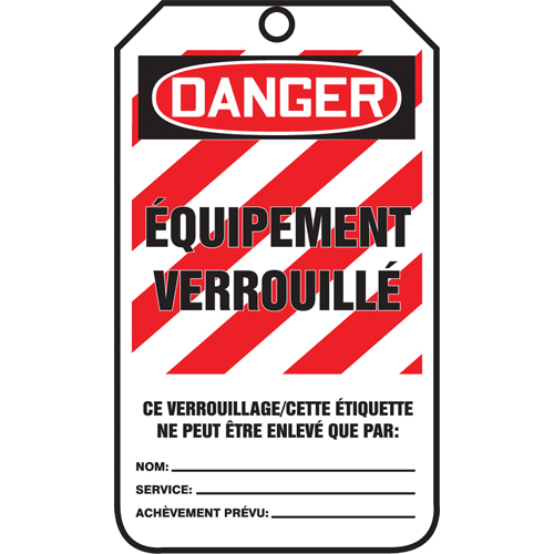 Lockout Tags, Cardstock, 3-3/8" W x 5-7/8" H, French Canadian Safety Group Inc.