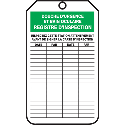 Inspection Tags, Cardstock, 3-1/8" W x 5-7/8" H, French Canadian Safety Group Inc.