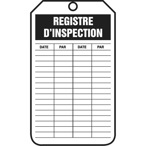 Inspection Tags, Plastic, 3-1/8" W x 5-7/8" H, French Canadian Safety Group Inc.
