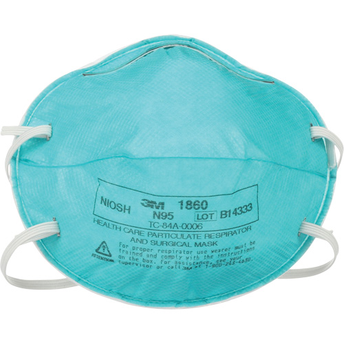 Respirateur 1860 contre les particules pour les soins de la sant&eacute;, N95, Certifi&eacute; NIOSH Canadian Safety Group Inc.
