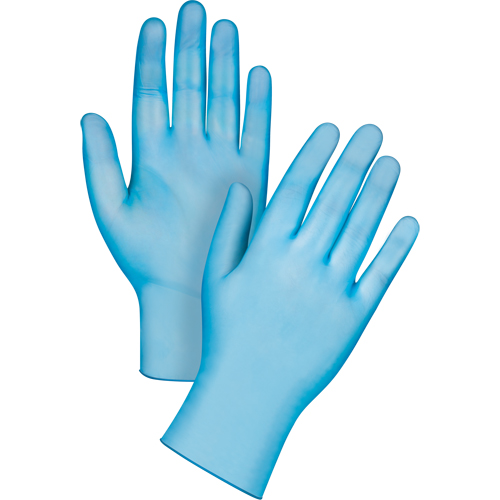 Gants jetables de calibre m&eacute;dical, Petit, Vinyle, 4,5 mils, Sans poudre, Bleu, Classe 2 Canadian Safety Group Inc.