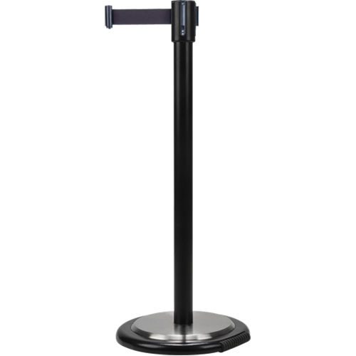 Barri&egrave;res sur pieds pour le contr&ocirc;le des foules, Acier, 35" h, Ruban Noir, Longueur du ruban 12' Canadian Safety Group Inc.