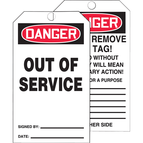 Tags By-The-Roll Safety Tags, Cardstock, 3" W x 6-1/4" H, English Canadian Safety Group Inc.