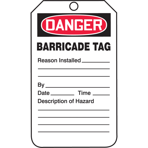 Safety Tags, Plastic, 3-1/4" W x 5-3/4" H, English Canadian Safety Group Inc.