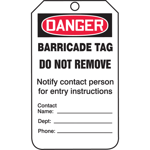 Safety Tags, Plastic, 3-1/4" W x 5-3/4" H, English Canadian Safety Group Inc.