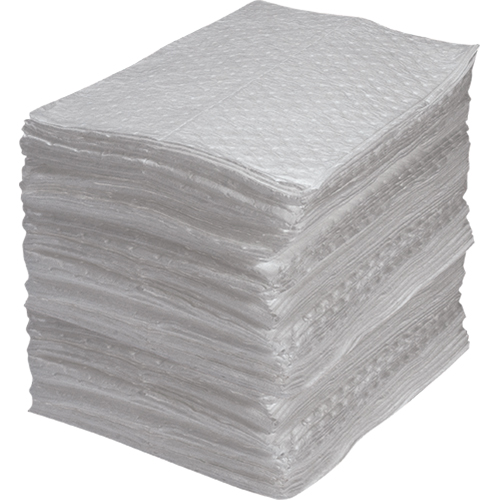 Feuilles absorbantes en fibres fines de calibre industriel, Huile seulement, 15" x 17", 40 gal. d'absorption Canadian Safety Group Inc.