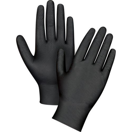 Gants d'examen de poids lourd &agrave; prise tactile, Petit, Nitrile, 8 mils, Sans poudre, Noir Canadian Safety Group Inc.