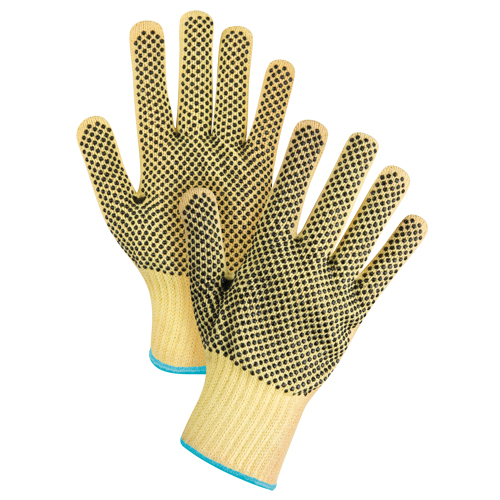 Gants tricot&eacute;s deux c&ocirc;t&eacute;s, sans couture, &agrave; pois, Taille T-Grand/10, Calibre 7, Rev&ecirc;tement PVC, Enveloppe en Kevlar, ASTM ANSI niveau A2/EN 388 niveau 3 Canadian Safety Group Inc.
