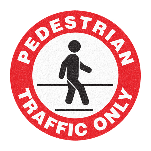 Panneau de signalisation au sol  Pedestrian Traffic Only , Adh&eacute;sif, Anglais avec pictogramme Canadian Safety Group Inc.