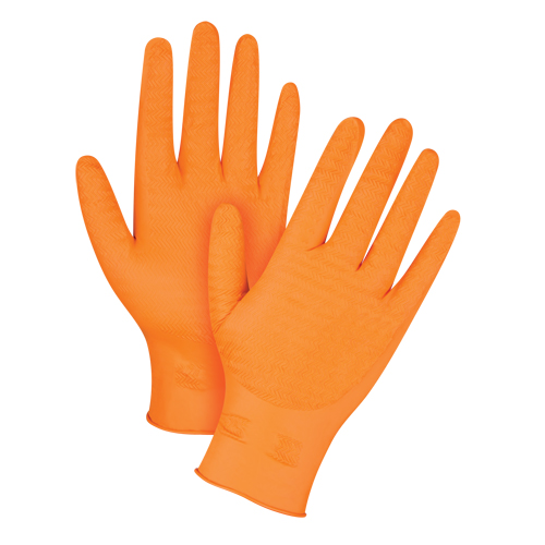 Gants de poids lourd Gripper, 2T-Grand, Nitrile, 7 mils, Sans poudre, Orange Canadian Safety Group Inc.