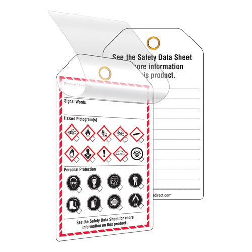 &eacute;tiquettes auto-plastifiantes pour le milieu de travail, Papier cartonn&eacute;, 3-3/8" la x 5-3/4" h, Anglais Canadian Safety Group Inc.