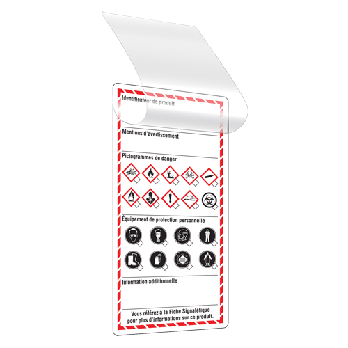 &eacute;tiquettes auto-plastifiantes pour le milieu de travail, Papier cartonn&eacute;, 3" la x 6" h, Français Canadian Safety Group Inc.
