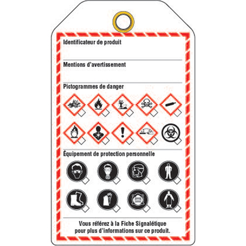 &eacute;tiquettes pour le milieu de travail, Papier cartonn&eacute;, 3-3/8" la x 5-3/4" h, Français Canadian Safety Group Inc.