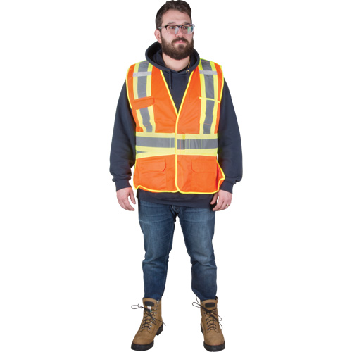 Flame-Resistant Surveyor Vest, High Visibility Orange, Medium, Polyester Canadian Safety Group Inc.