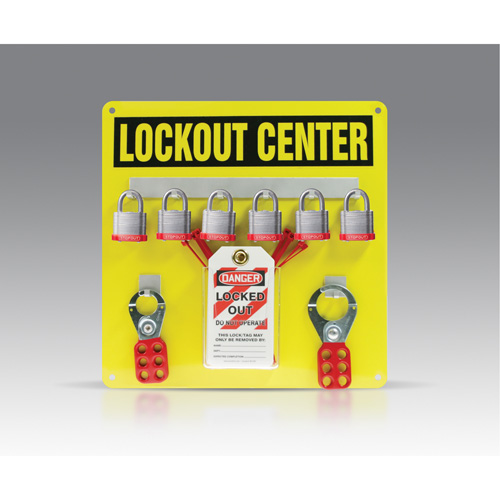 Trousse de plaquette de suspension, Cadenas Acier lamin&eacute;, Capacit&eacute; de 6, Cadenas Compris Canadian Safety Group Inc.