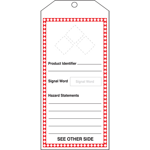 GHS Jumbo Safety Tag, Cardstock, 3-7/8" W x 8-1/2" H, English Canadian Safety Group Inc.
