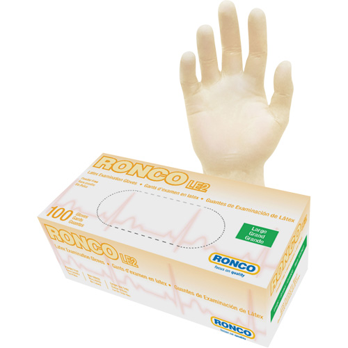 Gants jetables, Grand, Latex, 4 mils, Sans poudre, Naturel, Classe 2 Canadian Safety Group Inc.