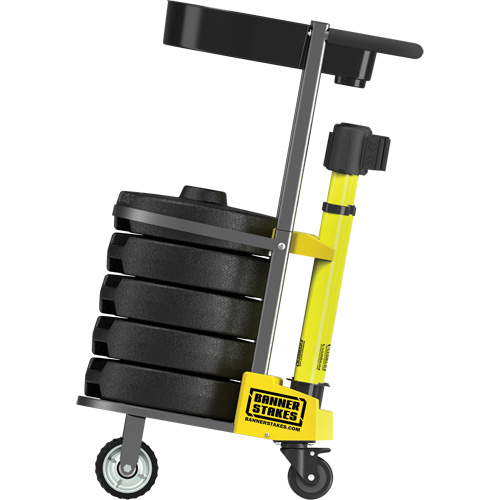 Chariot de transport avec plateau pour barri&egrave;re PLUS, 75' lo, M&eacute;tal, Jaune Canadian Safety Group Inc.