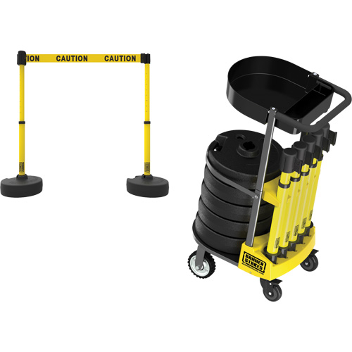 Chariot de transport avec plateau pour barri&egrave;re PLUS, 75' lo, M&eacute;tal, Jaune Canadian Safety Group Inc.