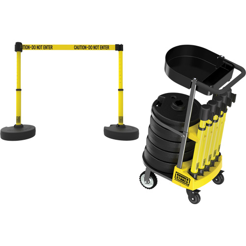 Chariot de transport avec plateau pour barri&egrave;re PLUS, 75' lo, M&eacute;tal, Jaune Canadian Safety Group Inc.