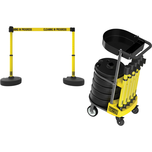 Chariot de transport avec plateau pour barri&egrave;re PLUS, 75' lo, M&eacute;tal, Jaune Canadian Safety Group Inc.