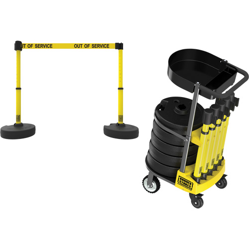 Chariot de transport avec plateau pour barri&egrave;re PLUS, 75' lo, M&eacute;tal, Jaune Canadian Safety Group Inc.