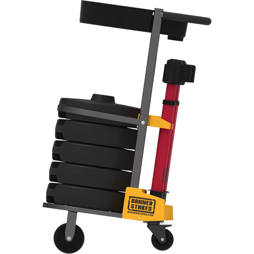 Chariot de transport avec plateau pour barri&egrave;re PLUS, 75' lo, M&eacute;tal, Jaune Canadian Safety Group Inc.