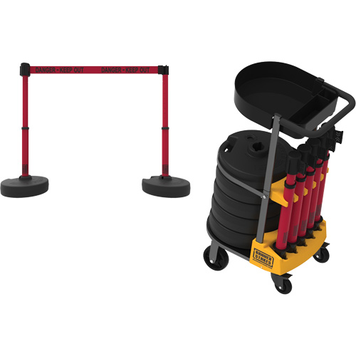Chariot de transport avec plateau pour barri&egrave;re PLUS, 75' lo, M&eacute;tal, Rouge Canadian Safety Group Inc.