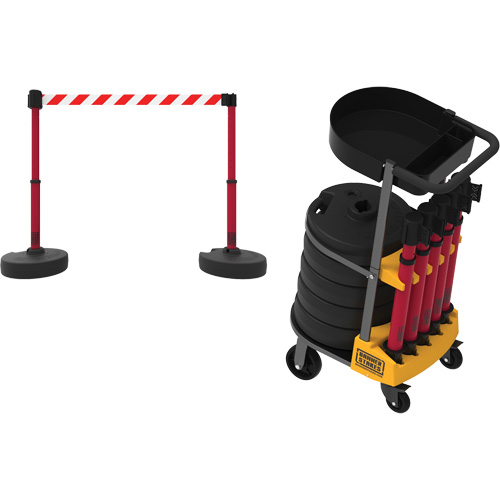Chariot de transport avec plateau pour barri&egrave;re PLUS, 75' lo, M&eacute;tal, Jaune Canadian Safety Group Inc.