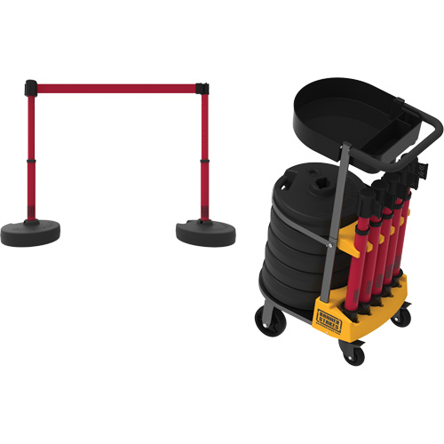 Chariot de transport avec plateau pour barri&egrave;re PLUS, 75' lo, M&eacute;tal, Jaune Canadian Safety Group Inc.