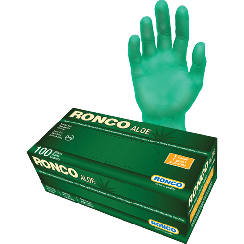 Gants jetables avec alo&egrave;s, T-Grand, Vinyle, 5 mils, Sans poudre, Vert Canadian Safety Group Inc.