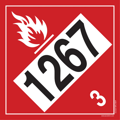 Plaque-&eacute;tiquette TMD 1267 pour liquide inflammable p&eacute;trole brut, Plastique Canadian Safety Group Inc.