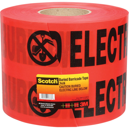 Scotch&reg; Buried Barricade Tape, English, 6" W x 1000' L, 4 mils, Black on Red Canadian Safety Group Inc.