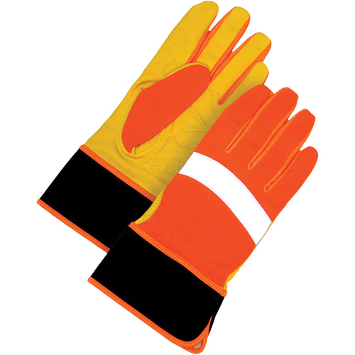 High Visibility Gloves, Size Large, Grain Leather Palm Canadian Safety Group Inc.