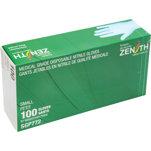 Gants jetables de calibre m&eacute;dical r&eacute;sistants &agrave; la perforation, Petit, Nitrile, 4,5 mils, Sans poudre, Bleu, Classe 2 Canadian Safety Group Inc.