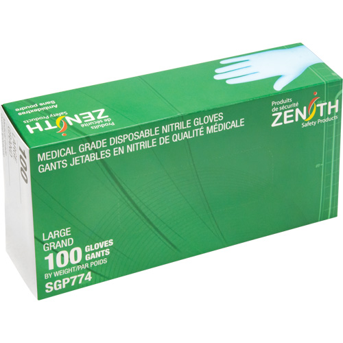 Puncture-Resistant Medical-Grade Disposable Gloves, Large, Nitrile, 4.5-mil, Powder-Free, Blue, Class 2 Canadian Safety Group Inc.