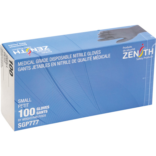 Puncture-Resistant Medical-Grade Disposable Gloves, Small, Nitrile, 5-mil, Powder-Free, Black, Class 2 Canadian Safety Group Inc.