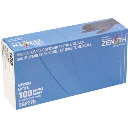 Puncture-Resistant Medical-Grade Disposable Gloves, Medium, Nitrile, 5-mil, Powder-Free, Black, Class 2 Canadian Safety Group Inc.