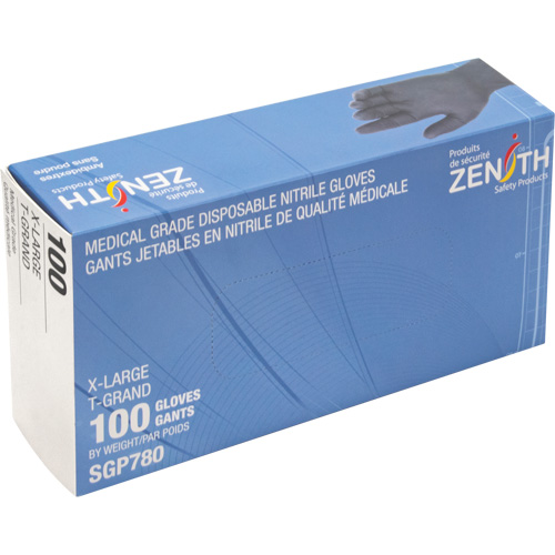Puncture-Resistant Medical-Grade Disposable Gloves, X-Large, Nitrile, 5-mil, Powder-Free, Black, Class 2 Canadian Safety Group Inc.