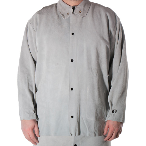 Veste de soudage en cuir de vache refendu, Cuir, Petit, Gris Canadian Safety Group Inc.