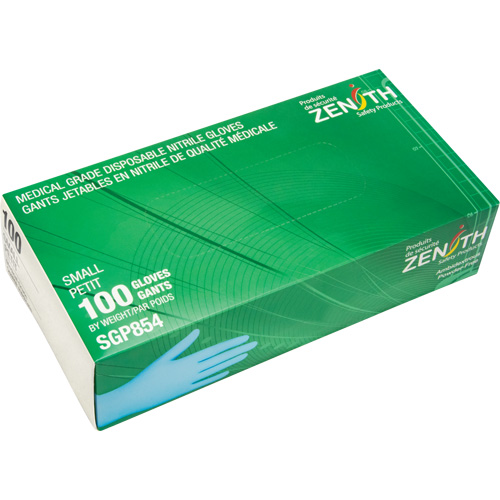 Gants jetables de calibre m&eacute;dical r&eacute;sistants &agrave; la perforation, Petit, Nitrile, 3,5 mils, Sans poudre, Bleu, Classe 2 Canadian Safety Group Inc.