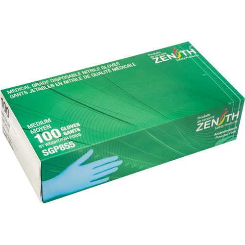Puncture-Resistant Medical-Grade Disposable Gloves, Medium, Nitrile, 3.5-mil, Powder-Free, Blue, Class 2 Canadian Safety Group Inc.