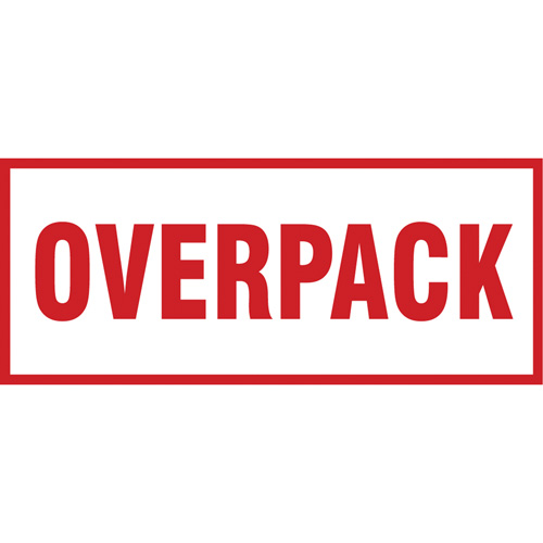 "Overpack" Handling Labels, 6" L x 2-1/2" W, Red on White Canadian Safety Group Inc.